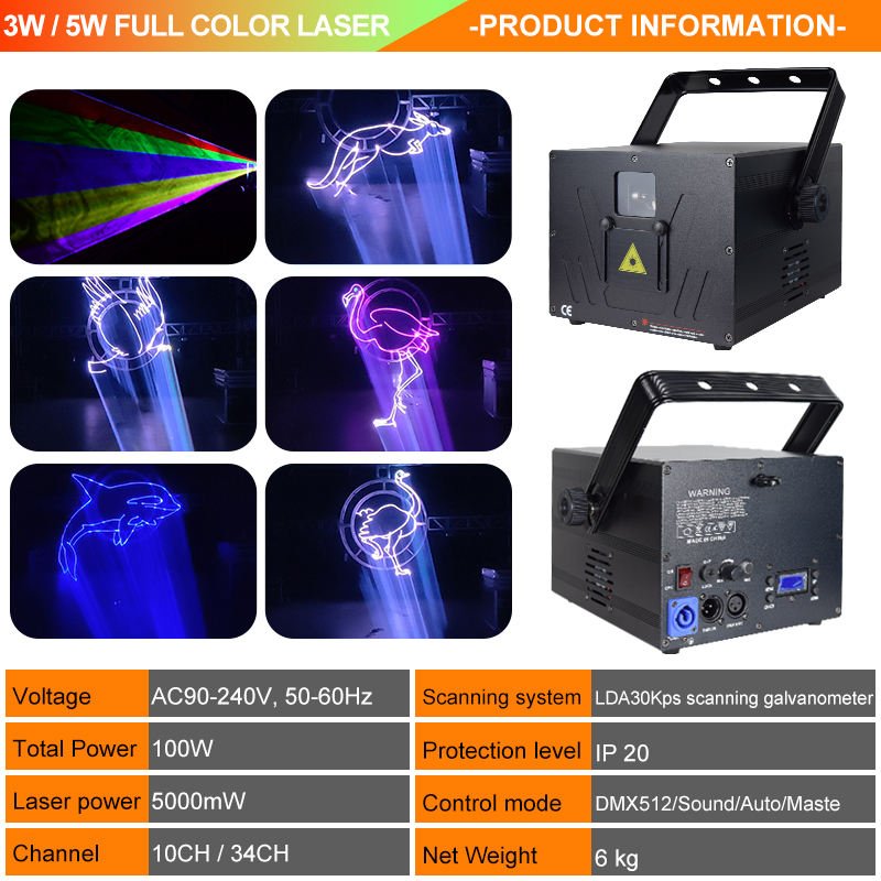 3W Full Color RGB Animation Laser Light with ILDA 30Kpps Scanning RG-741