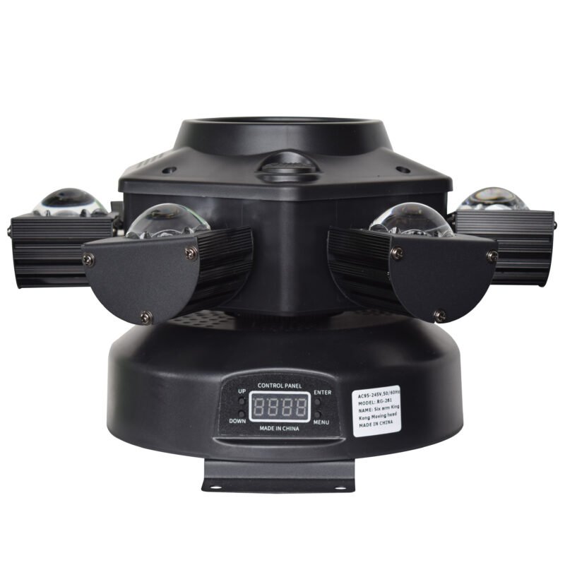 Six-Head 4-in-1 Whirlwind Moving Light RGBW LED + Laser + Strobe Stage Effect Light RG-261A