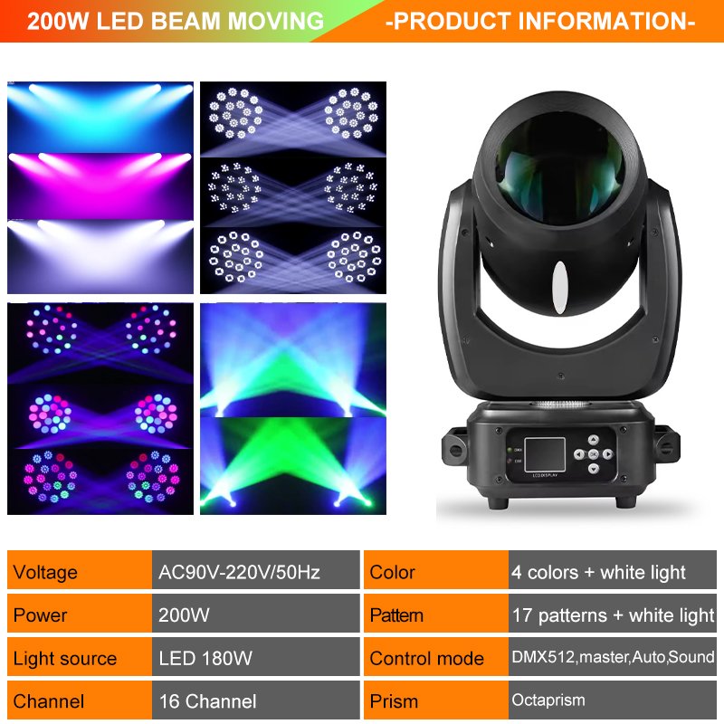 参数 200W LED Beam Moving Head Light RG-331