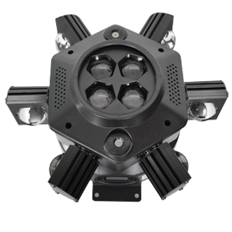 Six-Head 4-in-1 Whirlwind Moving Light RGBW LED + Laser + Strobe Stage Effect Light RG-261A