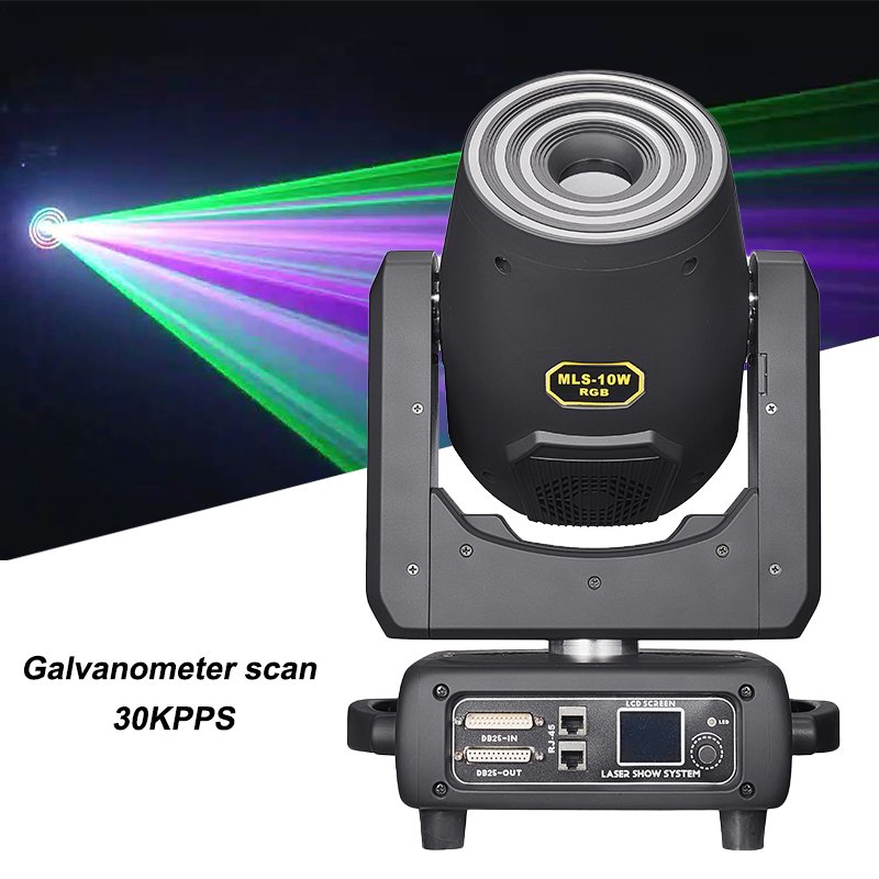 RG-769 10W RGB Moving Head Laser - 30KPPS ILDA & Art-Net Animation Projector