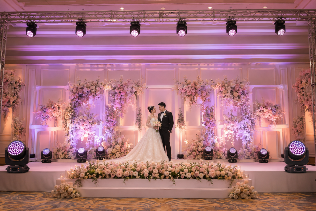 3 LED wash lights for wedding venues