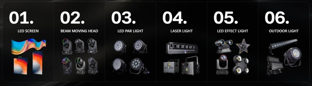 WUYESTAGE and RED STAR stage lighting and LED display products