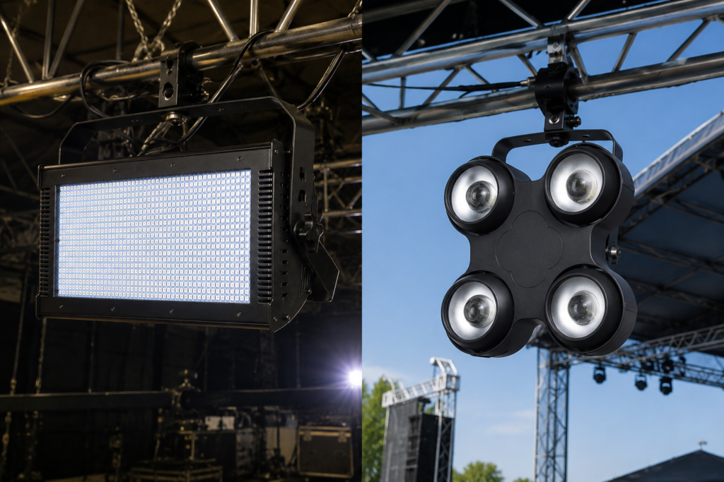 4 Indoor strobe and IP65 outdoor COB blinder options