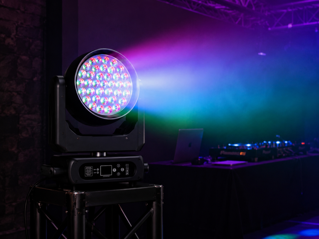 RG-812 beam wash moving head light in a DJ venue