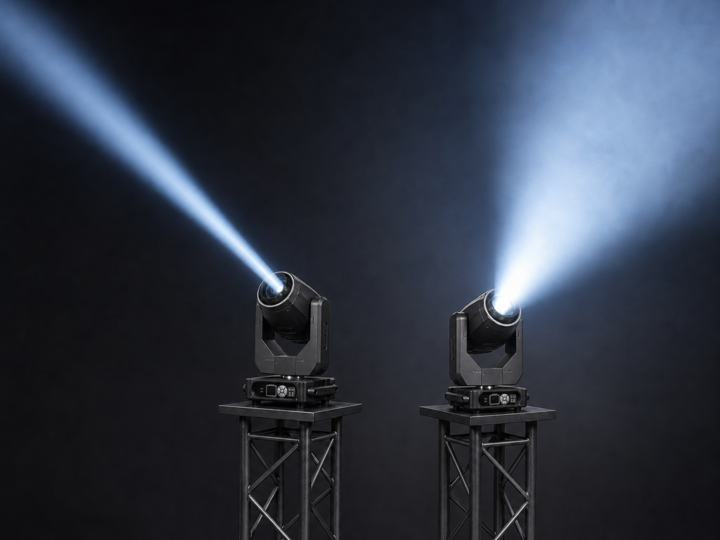 Beam Angle Comparison Diagram narrow vs wide beam angle for moving head beam lights