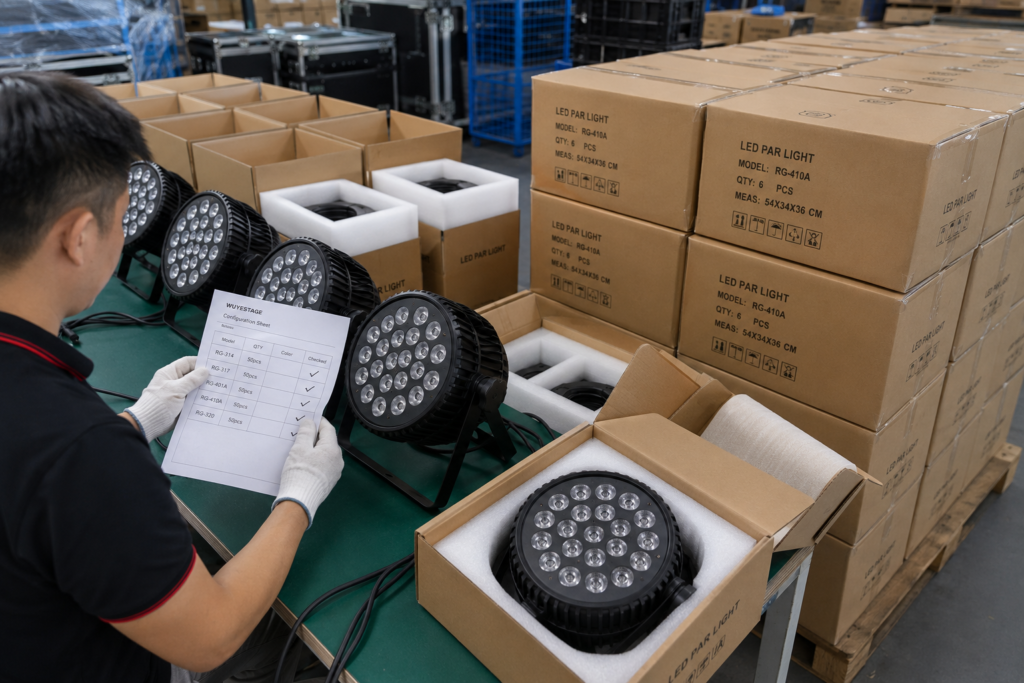 led-par-light-export-packing LED PAR light export packing for wholesale and rental orders