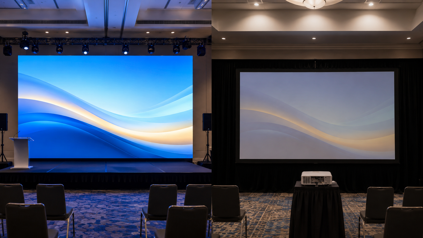 LED wall vs projector comparison for professional event displays