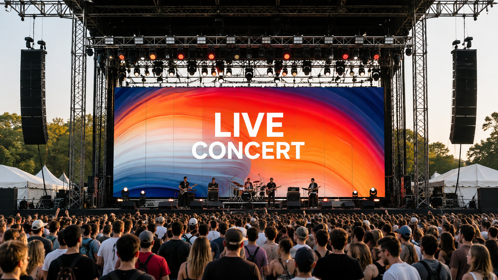 Stage LED screen for an outdoor concert and rental event