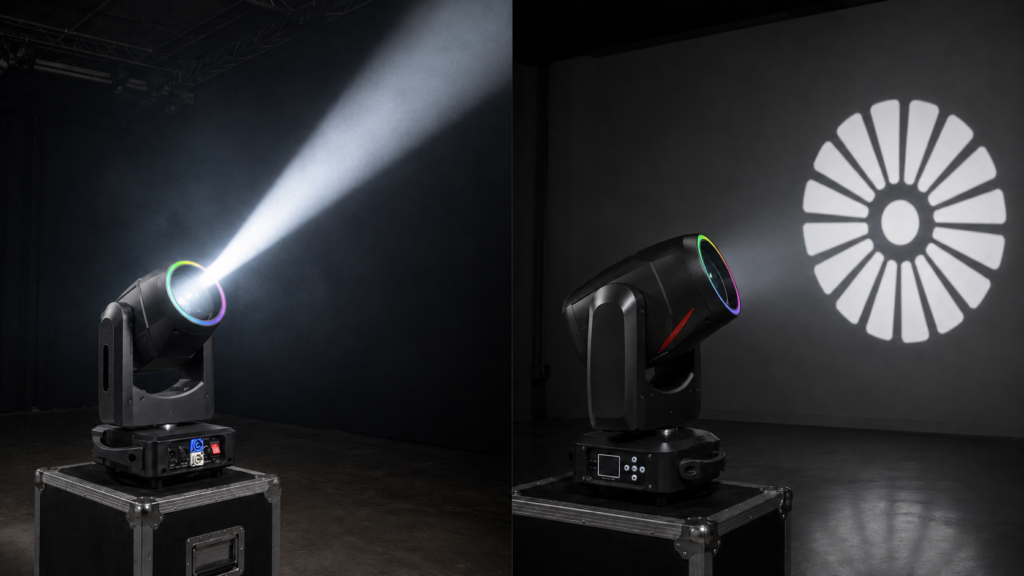DJ moving head beam and spot light effect comparison