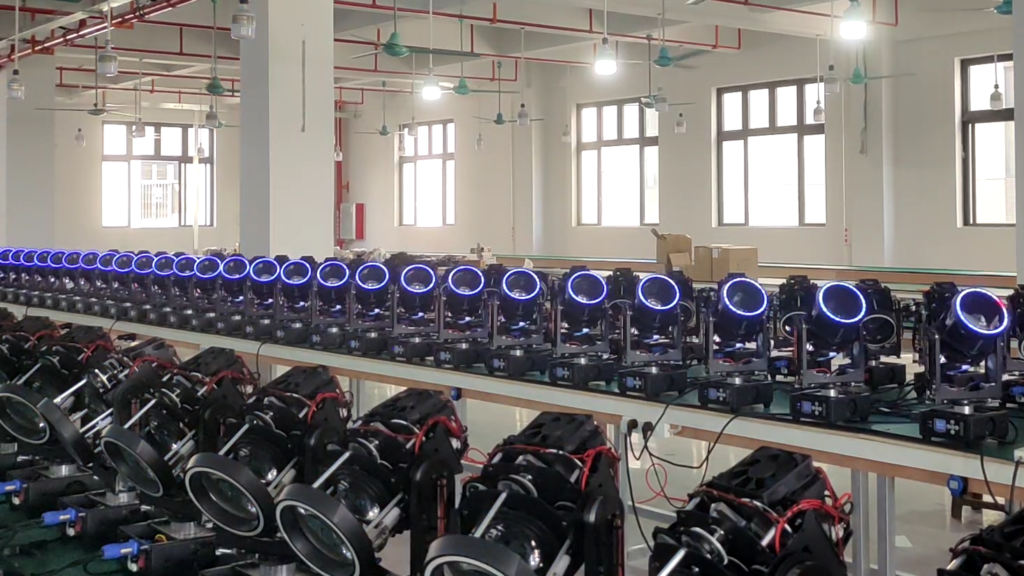 06-rg132-batch-testing-inspection RG-132 moving head beam lights undergoing batch testing