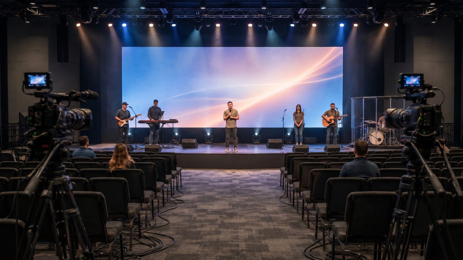 LED screen for church worship content and camera production
