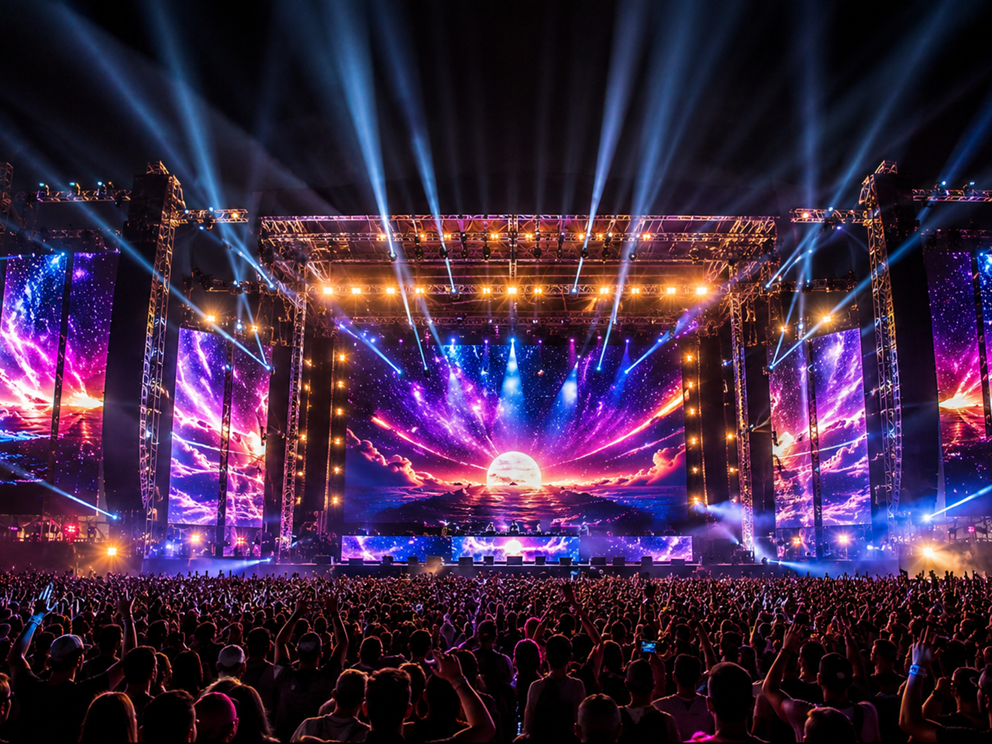 Professional DJ lighting system showing movement, color and accent layers