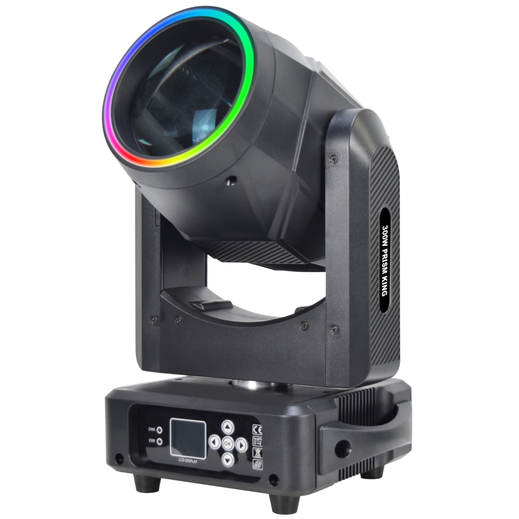 300W beam moving head light with RGB ring and multi-prism effects