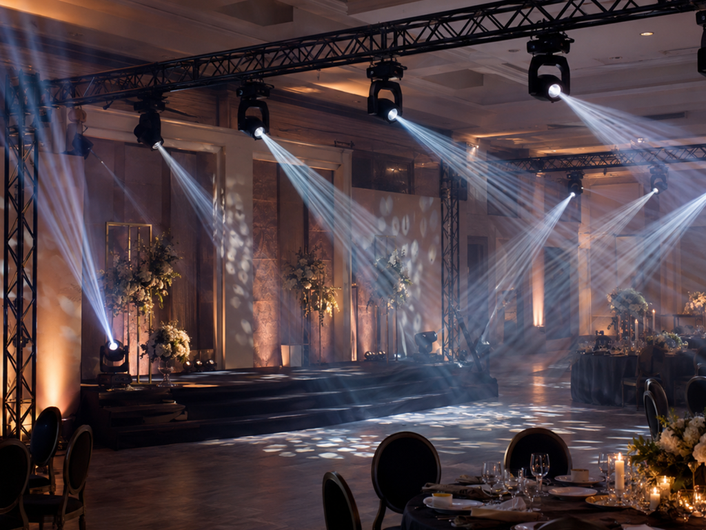 300W beam moving head lights used for a professional rental event stage setup