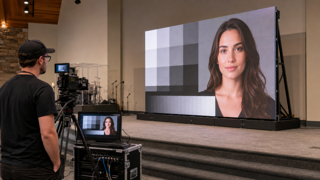 led-screen-for-church-guide-03-camera-test Church LED screen camera and livestream acceptance test