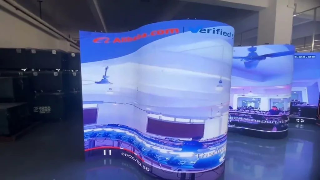 Creative Outdoor Curved LED Display: RED STAR Flexible P2.976 Waterproof Screen 🌈🏙️