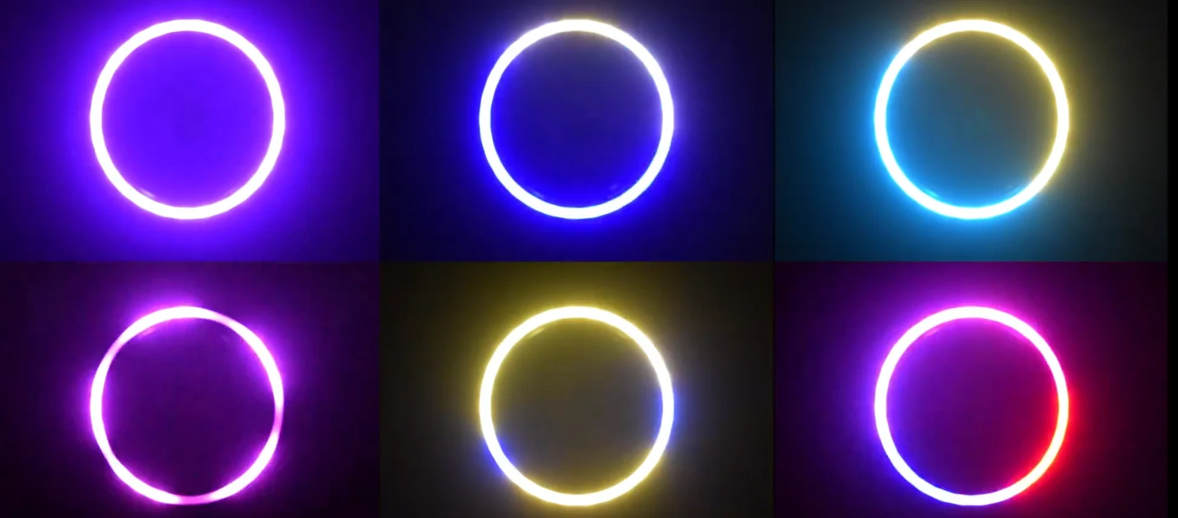 Six RGB color combinations around the moving head lens ring