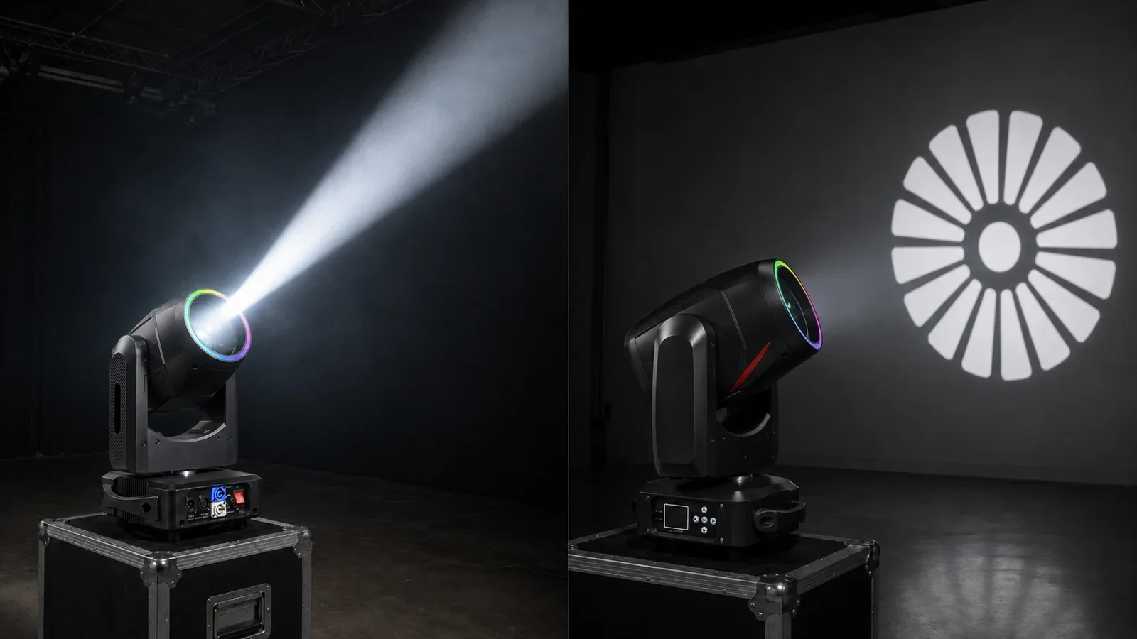 DJ moving head beam and spot light effect comparison