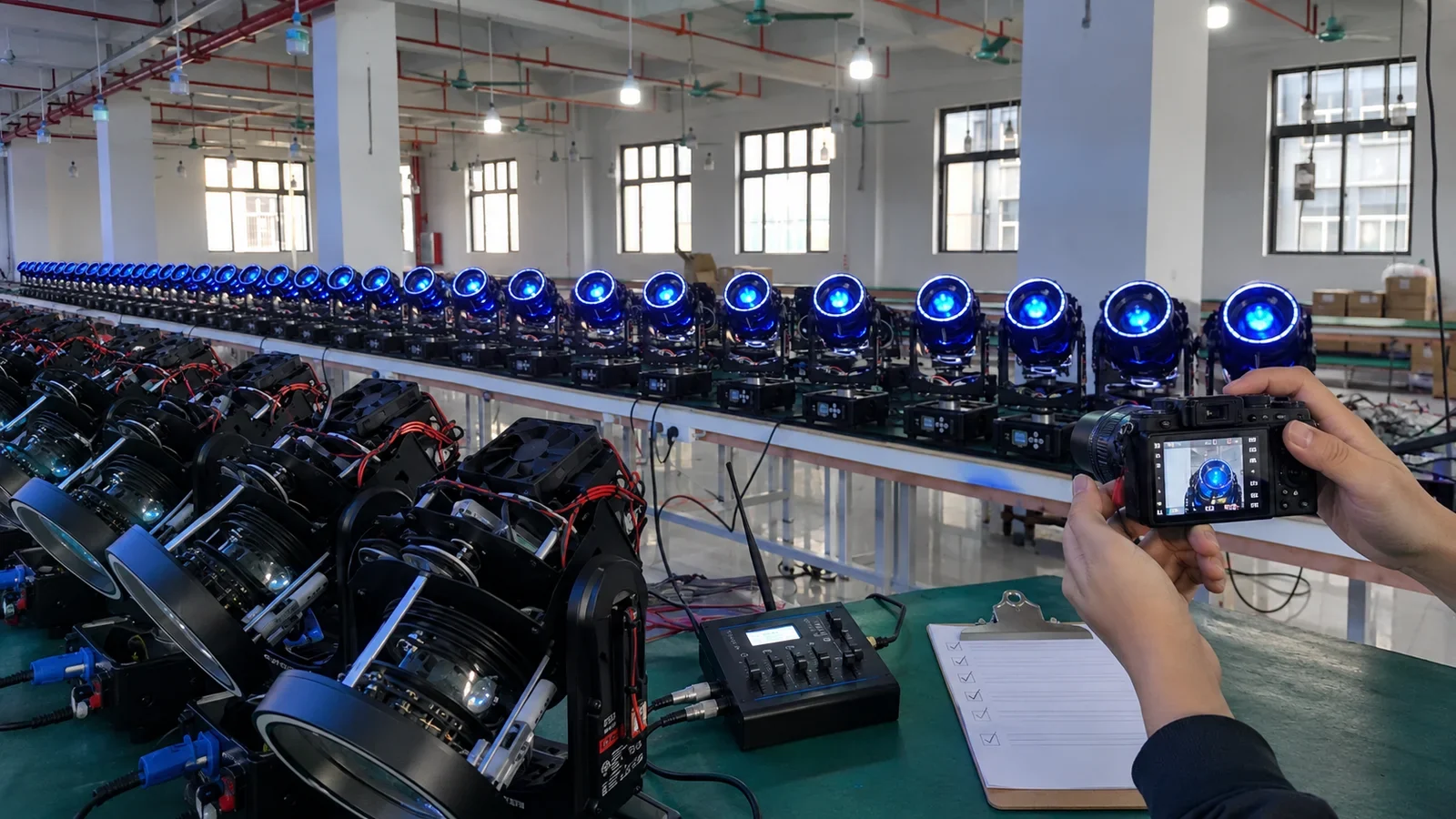 DJ moving head light sample acceptance and DMX test