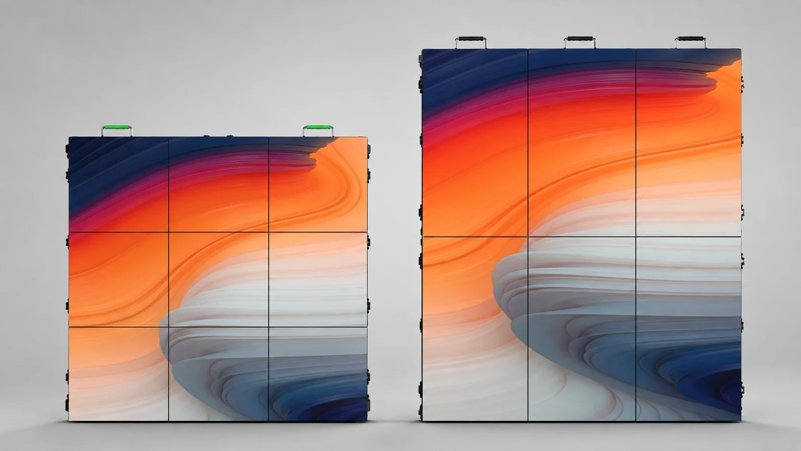 Comparison of 500 x 500 and 500 x 1000 LED cabinet layouts