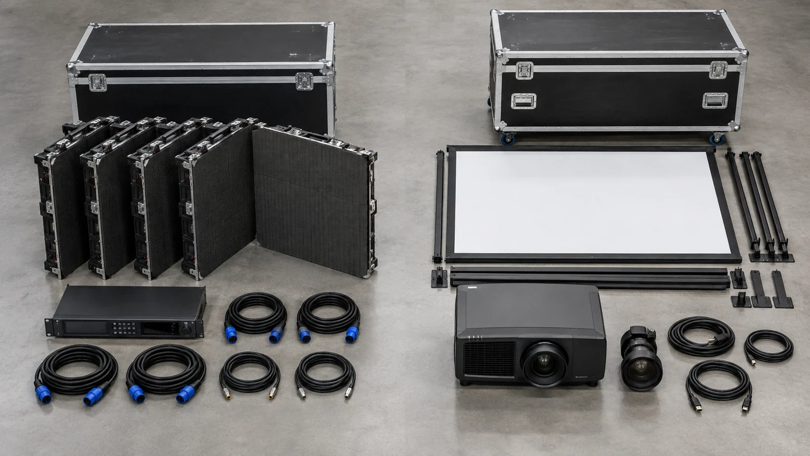 Complete equipment comparison for LED wall and projector project cost