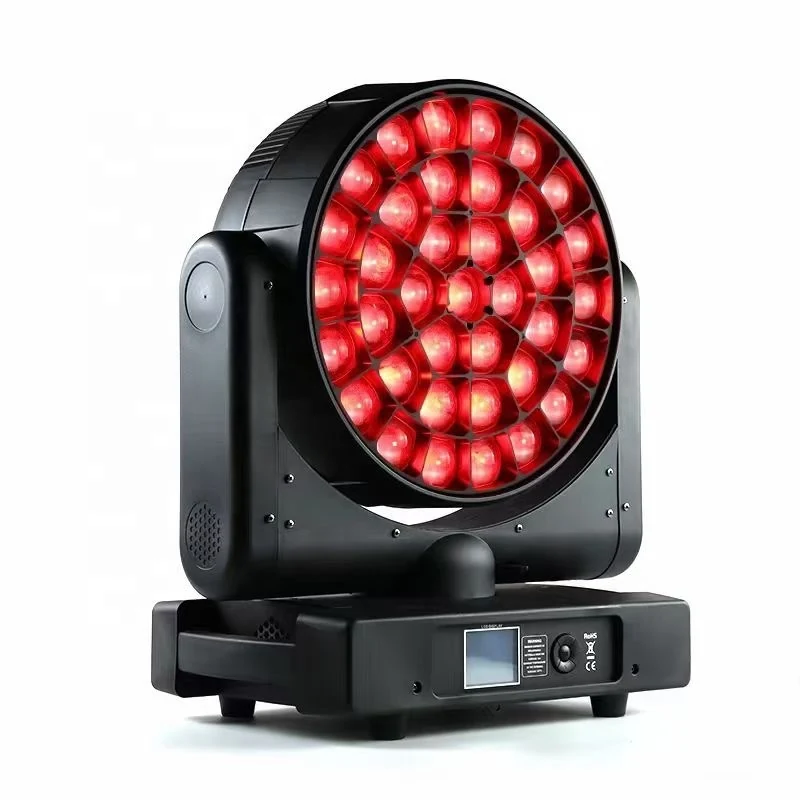 Red-lit front view of 37-cell bee eye moving head
