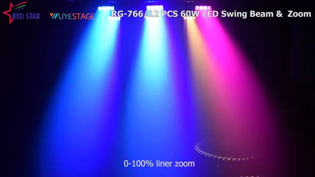 RG-766 12pcs 60W LED Swing Beam Zoom with led strip move