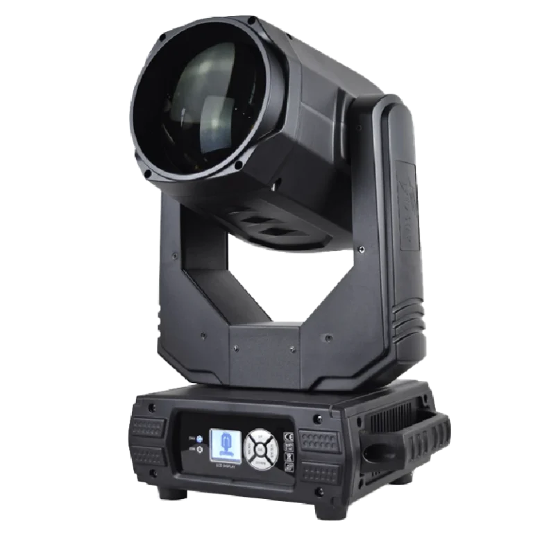 Mini 380 beam moving head light, angled front view