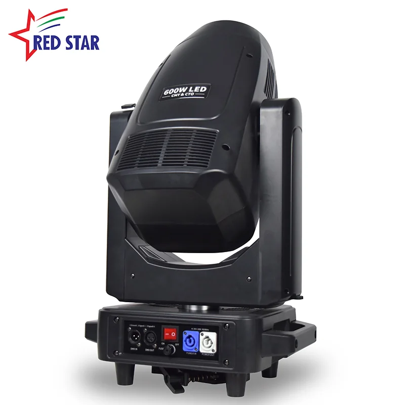 Rear DMX and power connectors of the 600W-marked moving head