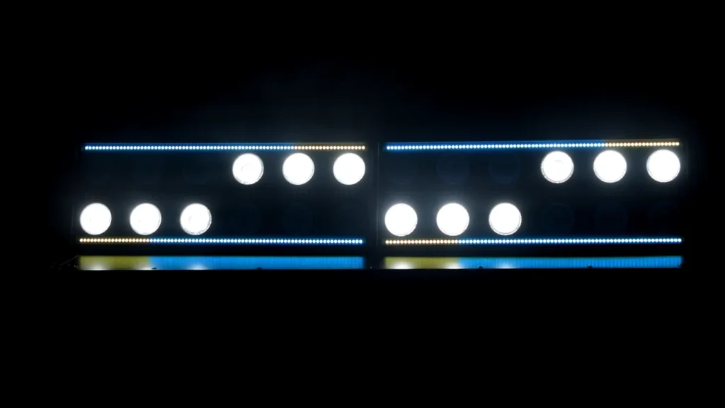 LED strobe fixture with partially illuminated LED cells