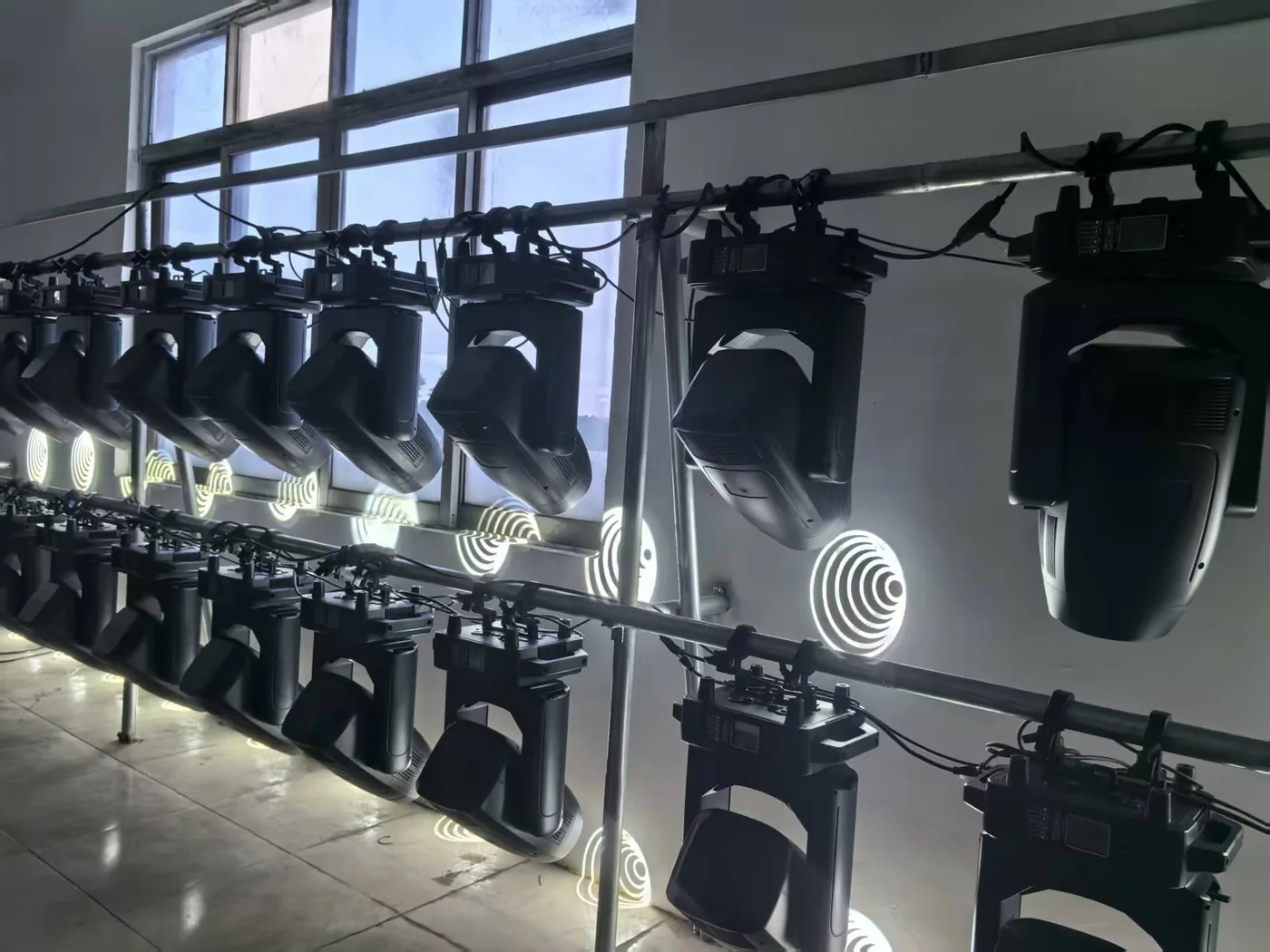 Moving head fixtures under factory effect inspection