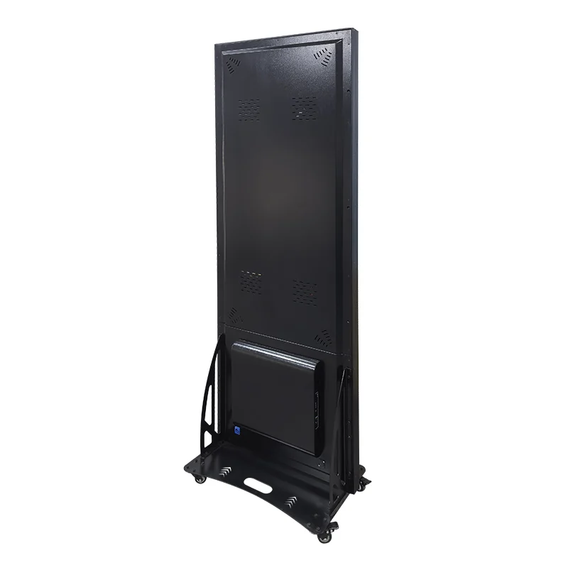 Rear right view of a freestanding indoor LED poster display