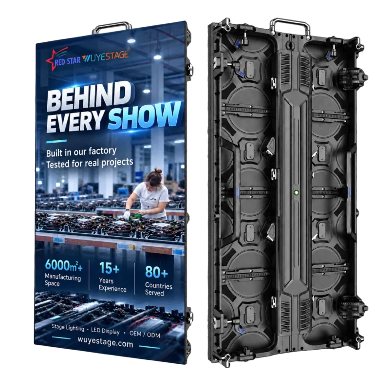 WUYESTAGE indoor rental LED display cabinet series front and rear view
