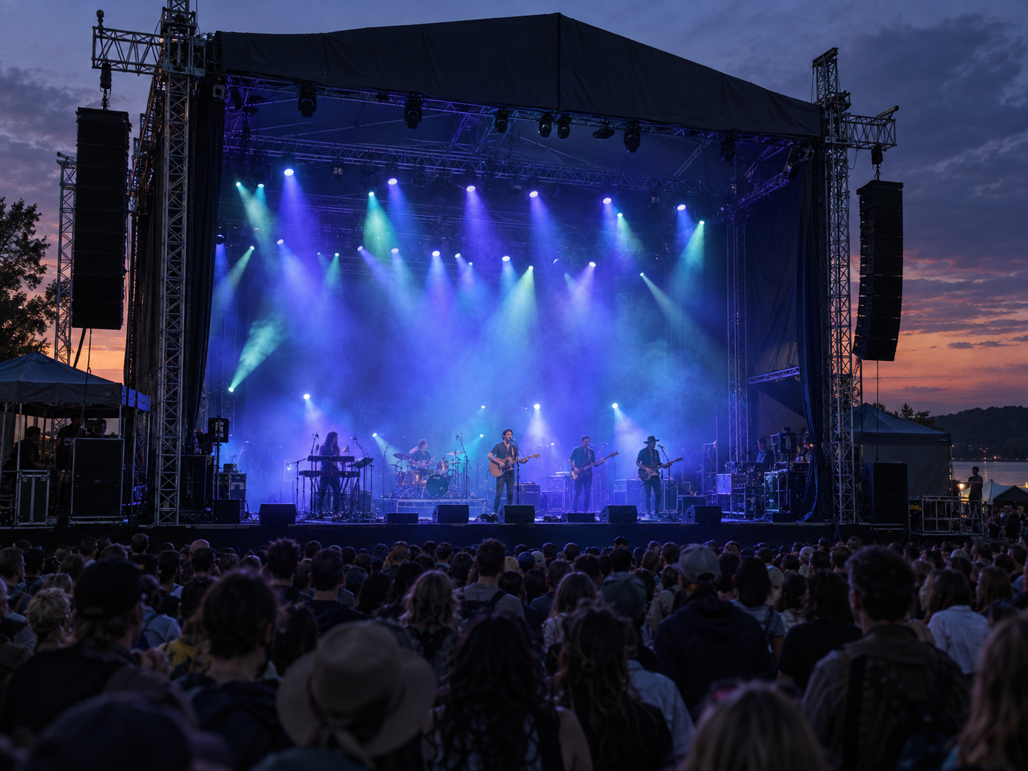 IP65 LED wash lights illuminating an outdoor festival stage