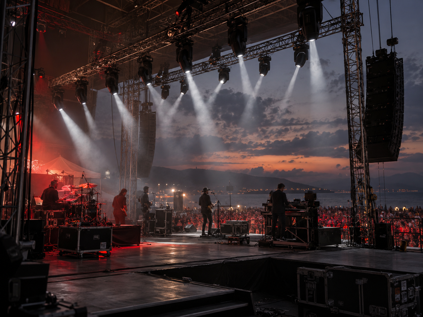 IP66 profile moving head lights on an outdoor touring stage