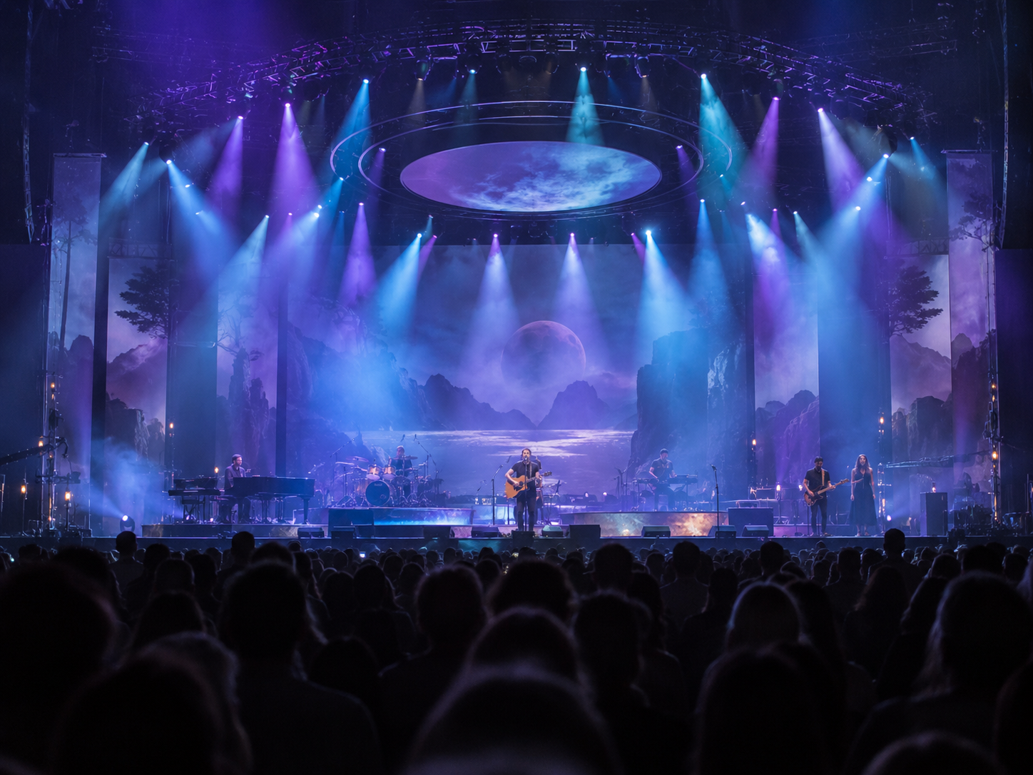 LED wash lights covering a professional concert and touring stage