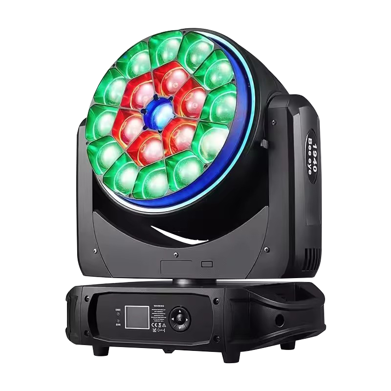 19x40W Focusing Bee Eye Moving Head — 19x40W focusing bee-eye moving head with illuminated RGB strip