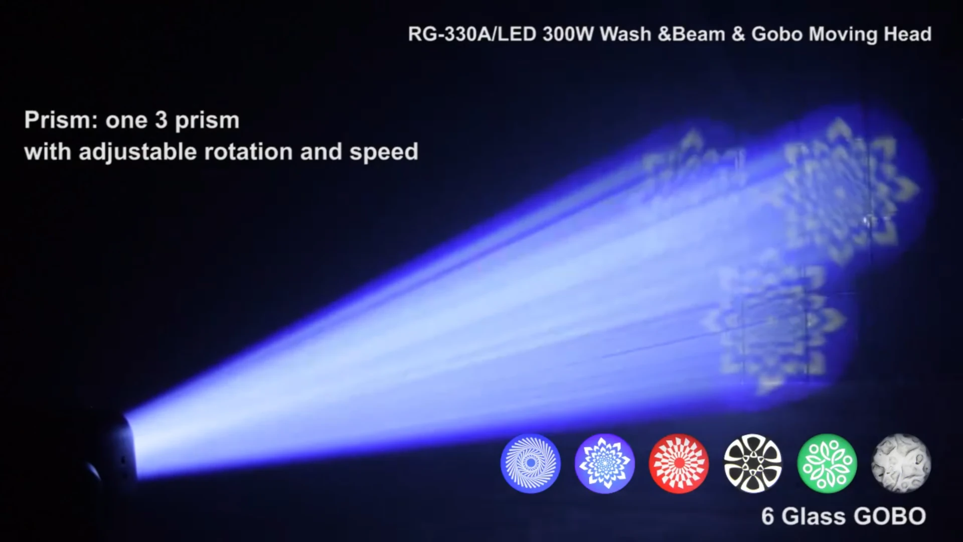 RG-330A glass gobo projection and six pattern examples