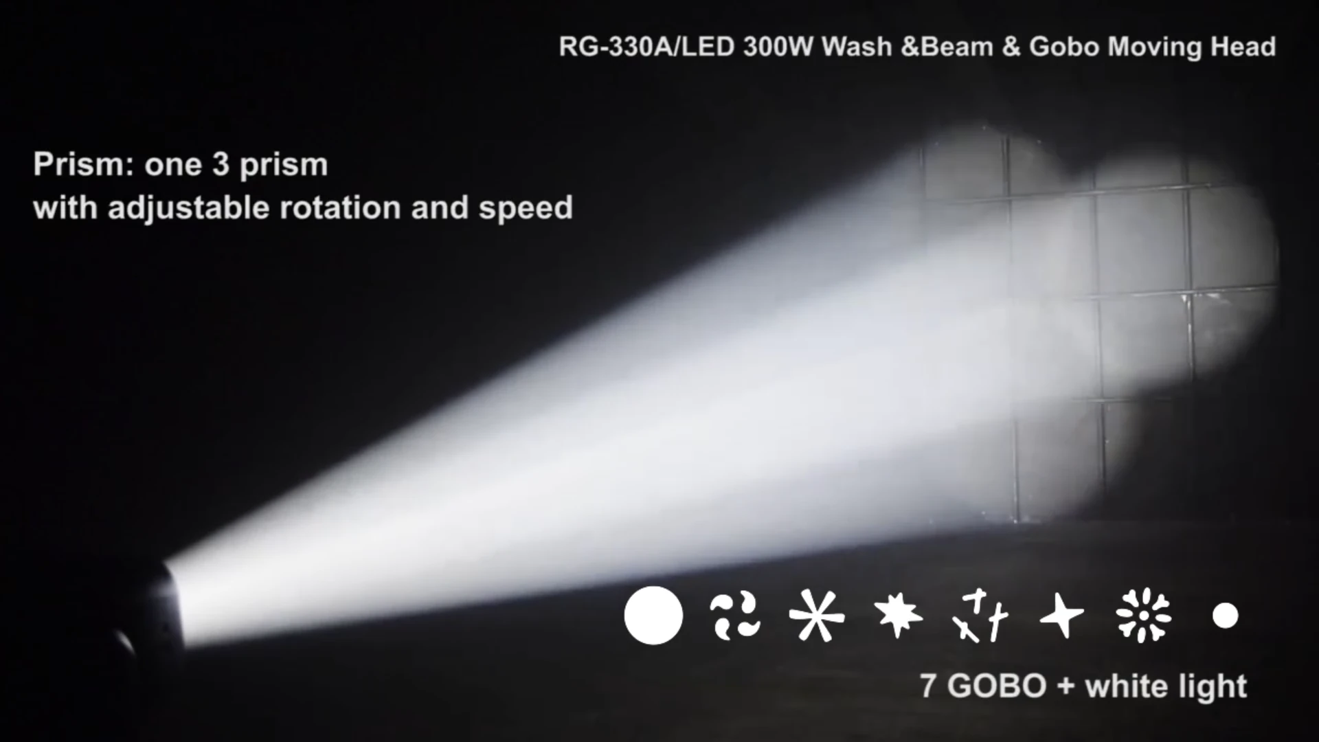 RG-330A white beam with seven gobo pattern examples