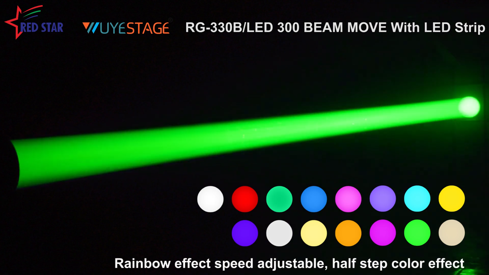Green beam with the demonstrated color-wheel palette