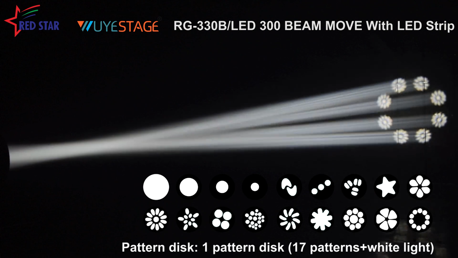 White multi-beam projection with the fixed gobo pattern selection