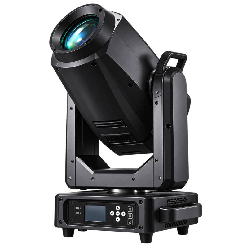 LED Profile Moving Head Light 800W LED profile moving head configuration angled view with front lens and LCD control base