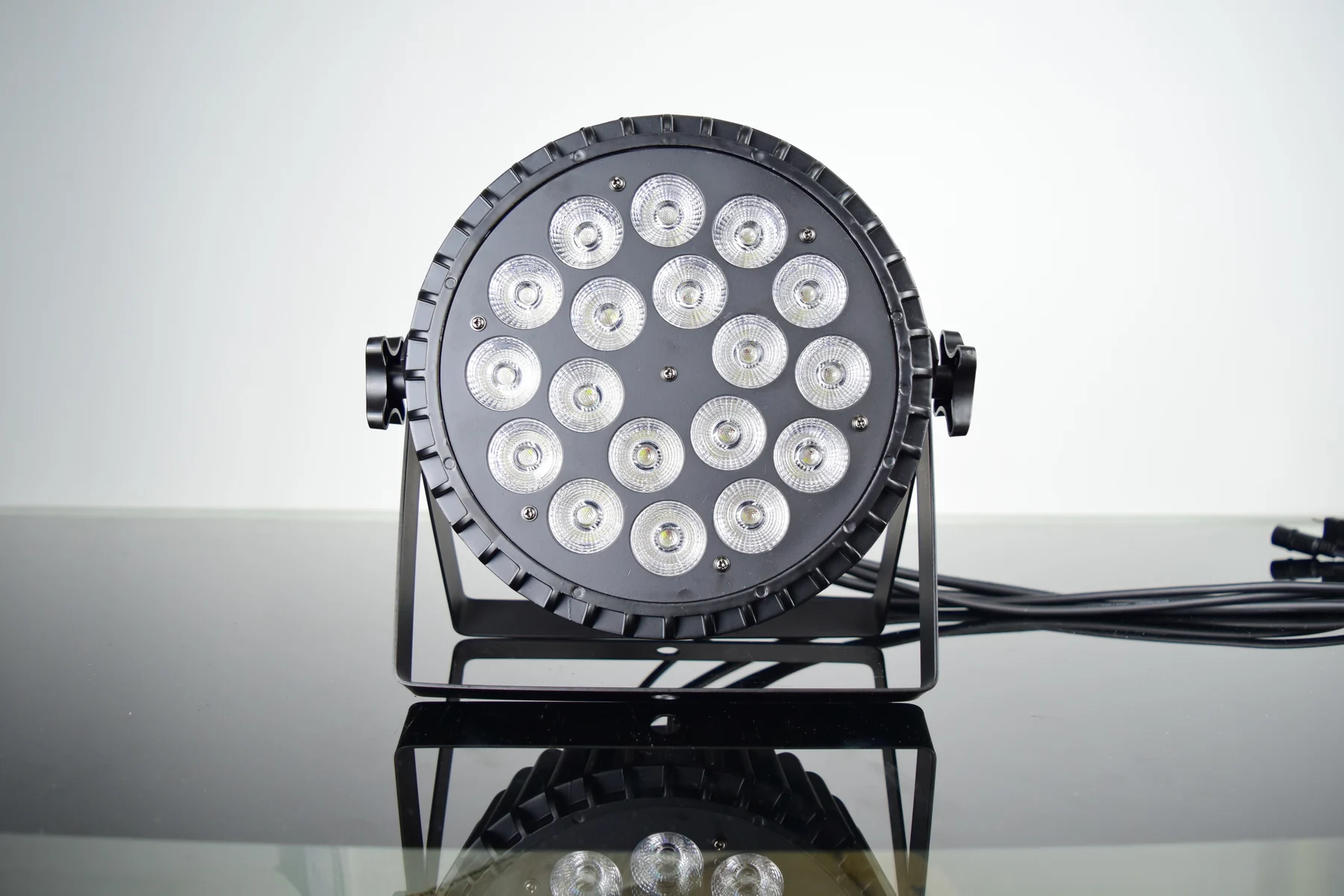 14/18/54-LED Cast-Aluminum Flat PAR Light — RG-314 18-position cast-aluminum flat PAR front view