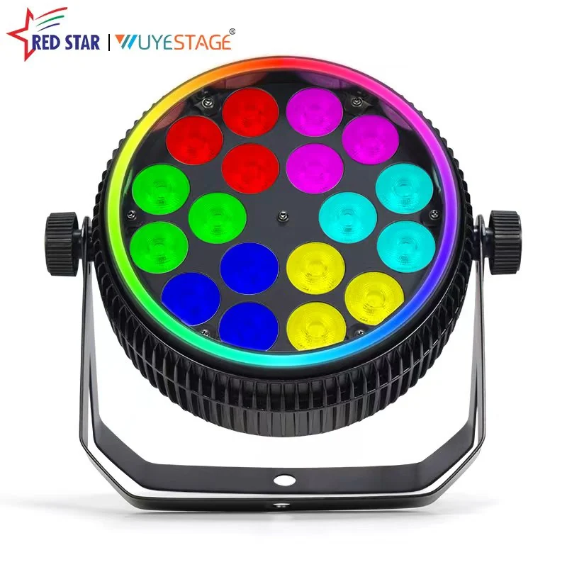18-LED RGBW Mute PAR — RG-317B 18-LED RGBW PAR front with RGB pixel strip