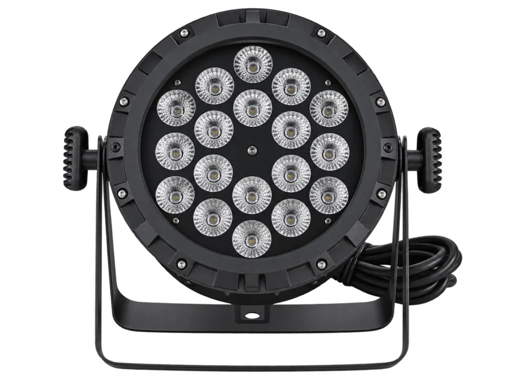 18/24-LED IP65 RGBW Waterproof PAR Light — 18-LED configuration of IP65 RGBW waterproof PAR light