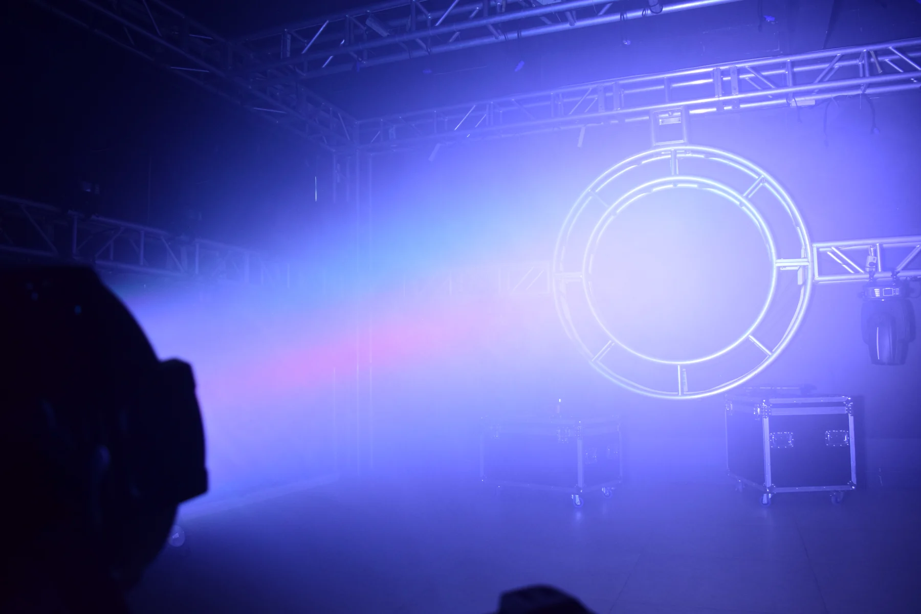 Violet wash output from RG-407 in a test venue