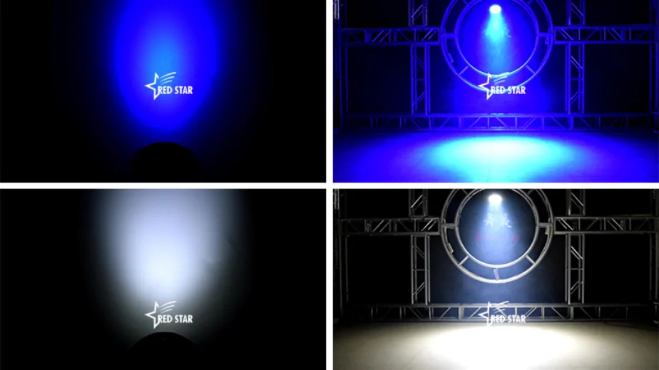 Blue and white color output examples from RG-410B PAR light