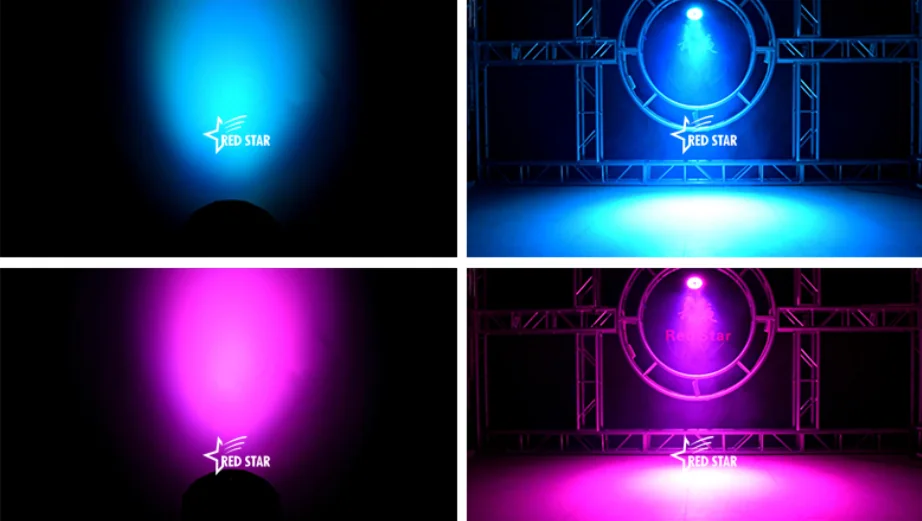 Cyan and magenta color output examples from RG-410B PAR light
