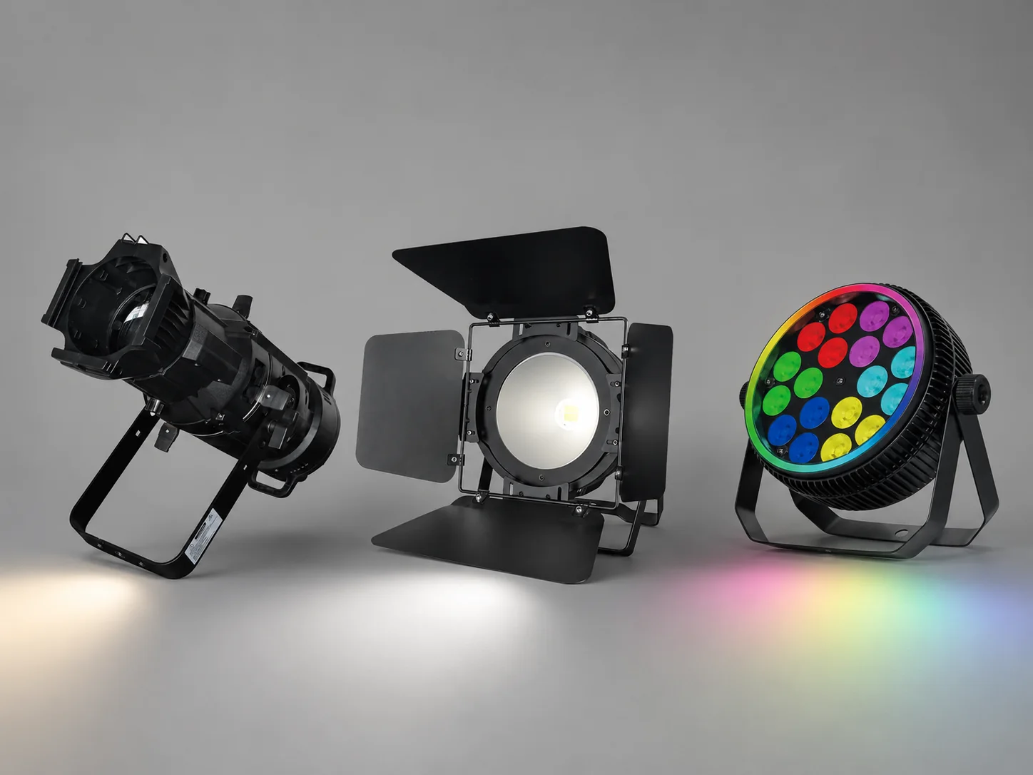 Profile spotlight COB face light and mute LED PAR for theatre lighting